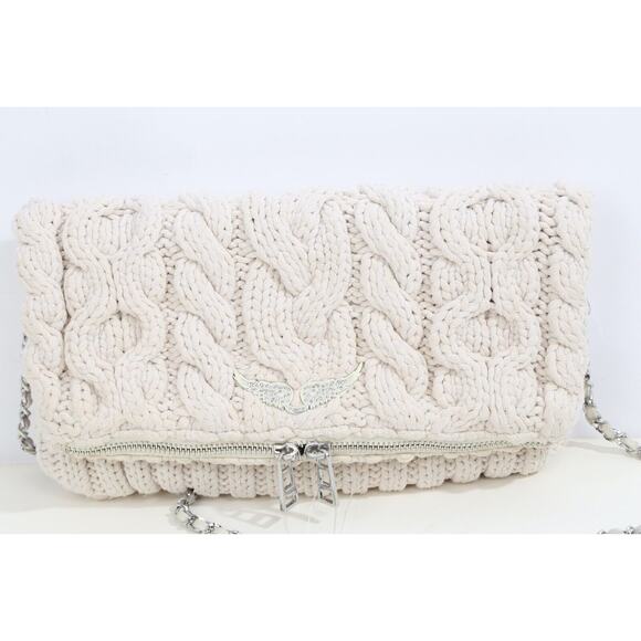 Zadig & Voltaire Rock Knitted Ivory Macramé Chain Shoulder Bag - Picture 10 of 16